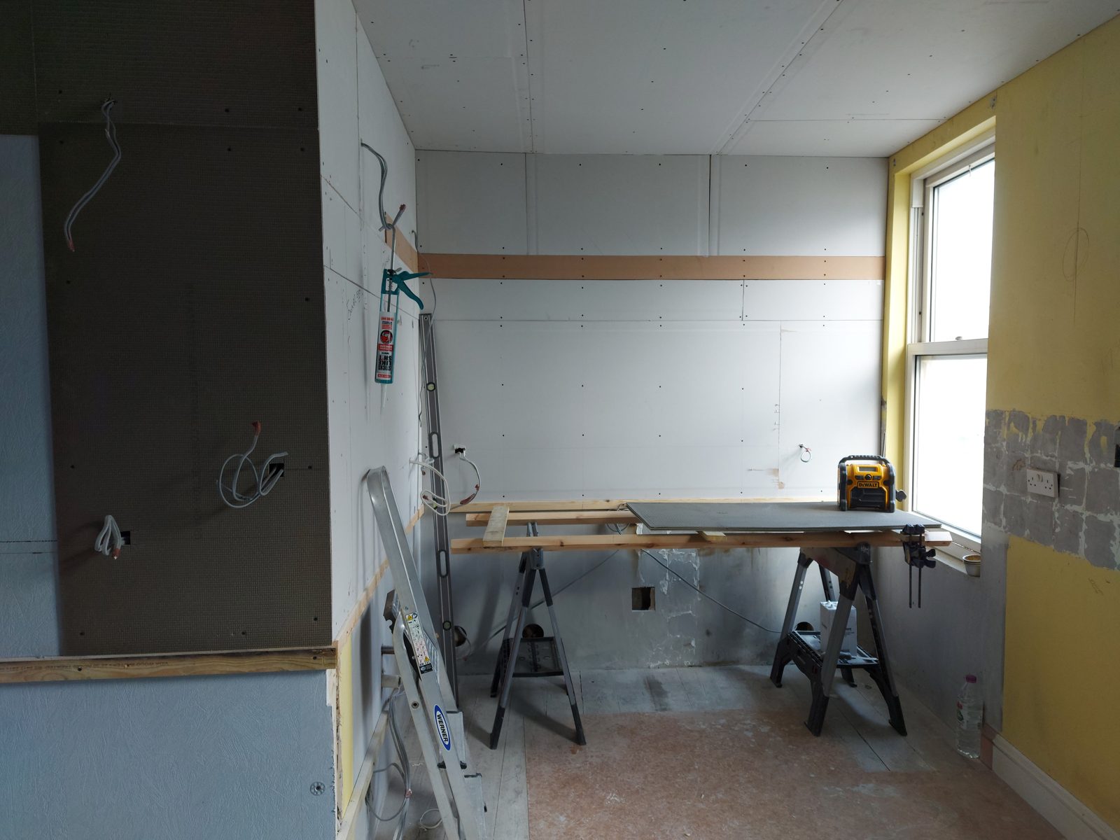 Boarded and ready for plaster: St John's Road kitchen project photo 09
