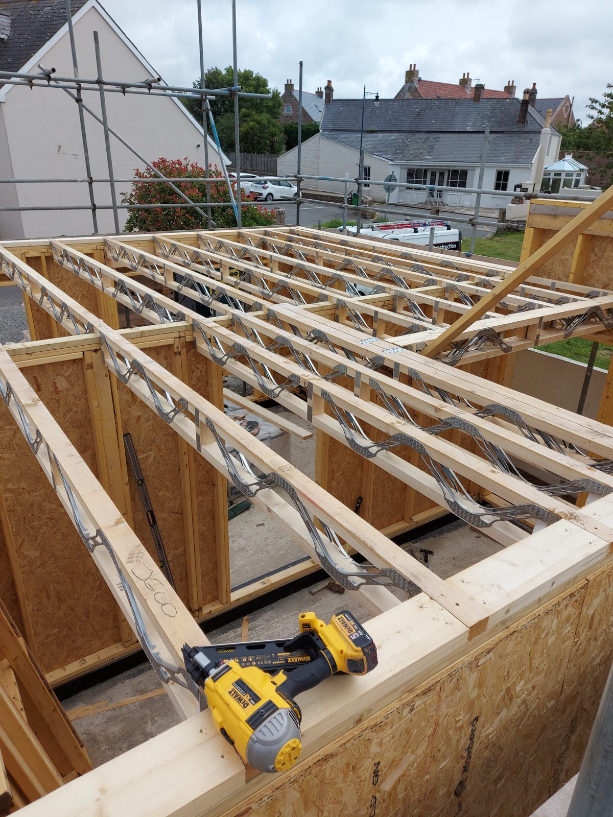 Metal web joists, strapped and blocked: Timber frame new build project photo 04