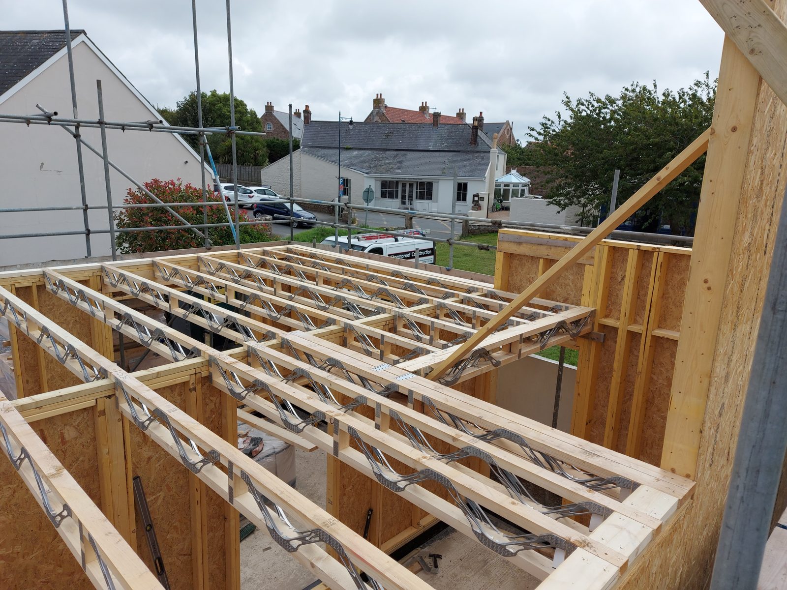 Looking across the first floor: Timber frame new build project photo 05