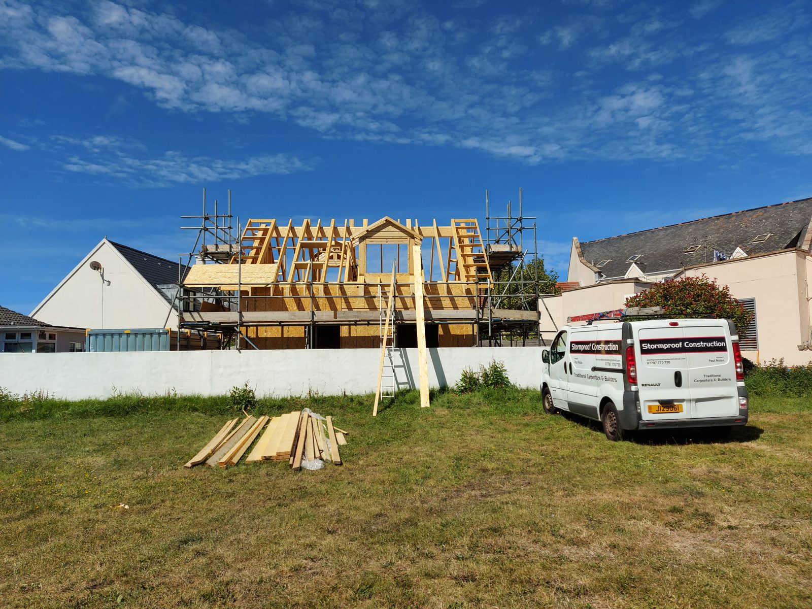 Framed shell, three quarter view: Timber frame new build project photo 15